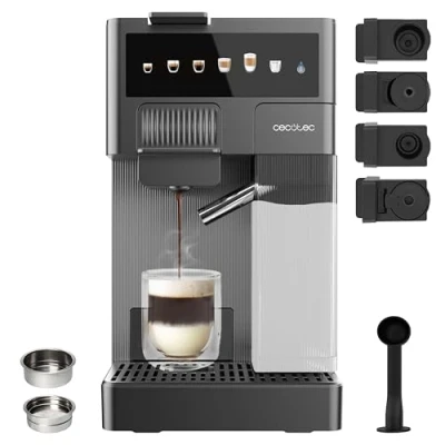 Immagine di Cecotec Macchina per Caffè Espresso a Capsule FreeStyle Latte T. 1350W, 20Bar, Serbatoio 1,6L di Acqua e 400ml Latte, Compatibile con Macinato, Dolce Gusto, Nespresso K Fee