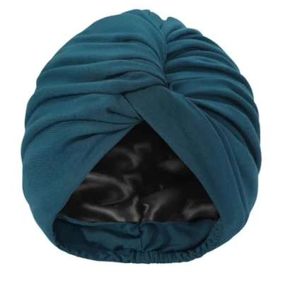 Immagine di Hat Hut Turbante in Raso per Le Donne Cofano Seta Cuffia Capelli Ricci Dormire Regolabile Head Wrap Intrecciato (IT, Testo, Taglia Unica, Foglia di tè Scuro)