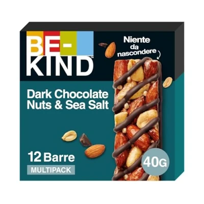 Immagine di BE KIND Barretta al Gusto di Cioccolato Fondente e Sale Marino, Snack Senza Glutine, 1 Confezione x 12 Barrette da 40 g