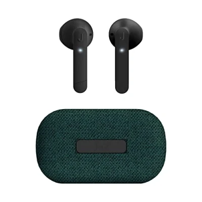 Immagine di JAZ SBS auricolari TWS Chanè con basetta di ricarica in tessuto, cuffie true wireless microfono HD, cancellazione del rumore ENC, cavo USB C incluso