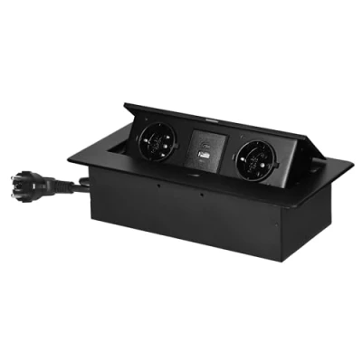 Immagine di Miratic Multipresa A Scomparsa con Bordo Piatto Ciabatta Estraibile Presa da Incasso Retrattile Vari Colori Cavo 1,5m 2x2 Poli + Terra (Schuko) 2xUSB (tipo e C; 5V/3,6A) (nero)