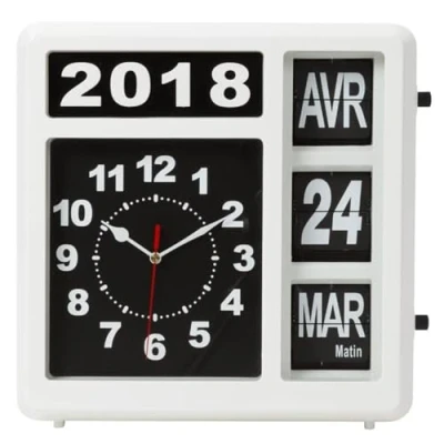Immagine di Perel Orologio a fogli mobili con calendario, quadrato, analogico, 31 x cm, versione francese