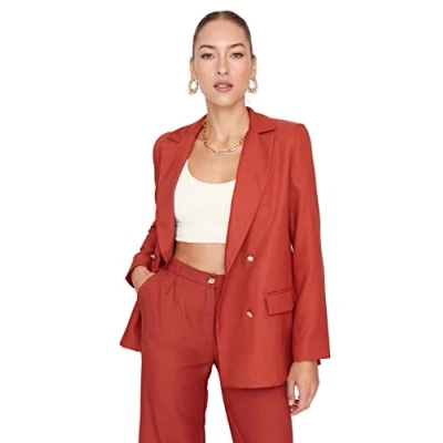 Immagine di Trendyol Blazer Regolare con Colletto a Risvolto Cappotto, Piastrelle Rosse, 70 Donna