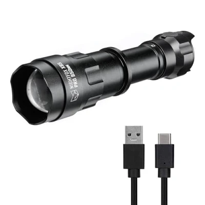 Immagine di Nightfox XB5 Pro Illuminatore IR Lunghezza d&#039;onda 850nm Luce invisibile per l&#039;uso solo con dispositivi visione notturna Batteria ricaricabile tramite USB inclusa Messa a fuoco regolabile