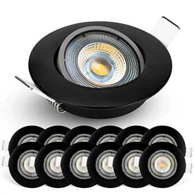 Immagine di EMOS Faretti LED da incasso per Cartongesso 5W / 450 Lumen soffitto 3000K Luce Bianco caldo Set di 12 pezzi Spot Orientabili a 50, Rotondi e Ultra Piatti in nero