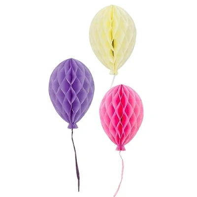 Immagine di Talking Tables Palloncini di carta a nido d&#039;ape, confezione da 3 graziose decorazioni appendere in rosa, viola e bianco, riutilizzabili, per ragazze, donne, Pastello, medium, PINK BALL HCOMB