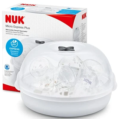 Immagine di NUK Micro Express Plus sterilizzatore biberon per microonde Sterilizza fino a 4 e accessori in minuti Compatibile con gran parte dei Pinze rimozione igienica