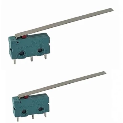 Immagine di 2 pezzi, micro aster, 3 pin, 250 V, 5 A, posizioni ON/ON, con braccio a leva lunga, interruttore alternatore, microinterruttore, per meccanica, dispositivi elettronici, macchine automatiche