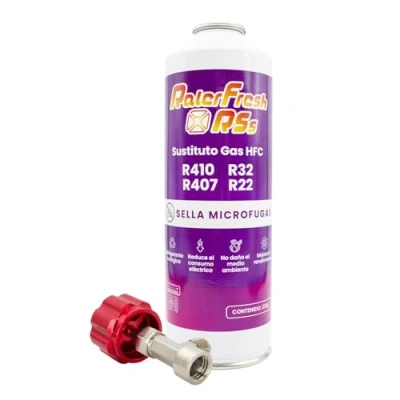 Immagine di Ralerfresh RS R410, R32, R407, R22, ricarica di gas, refrigerante organico per aria condizionata split ecologico, efficiente rapida (bottiglia RSs + chiave)