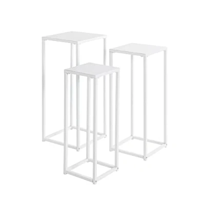 Immagine di HAKU Möbel Set di 3 colonne fiori, metallo, bianco, L 22 x P A 61 cm/L 26 66 30 71 cm