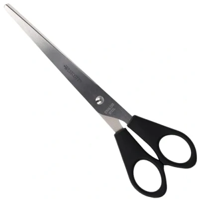 Immagine di Westcott Forbici 7&quot; (17,8 cm) nere da ufficio con impugnature in plastica nera Lama extra affilata, acciaio inossidabile E 31170 00