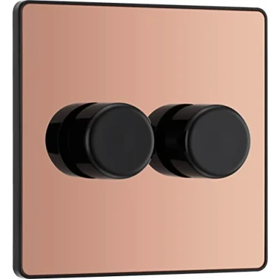 Immagine di BG Evolve Interruttore a doppio dimmer 200 W, in rame lucido (nero Ins)