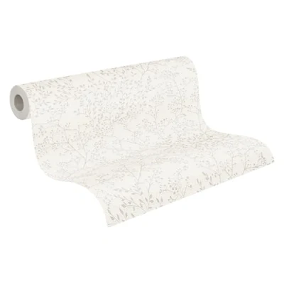 Immagine di A.S. Création 381001 38100 1 Carta da parati in tessuto non tessuto, motivo floreale, 10,05 m x 0,53 m, prodotta Germania, colore: Bianco crema
