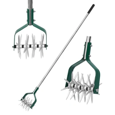 Immagine di Yeelor coltivatore rotante con manico regolabile S/S denti in metallo solido staccabili da giardino e fresa manuale per allentare mescolare il terreno