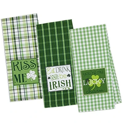 Immagine di DII 100% Cotone, Lavabile in Lavatrice, Everyday Kitchen Basic Printed Game Day Dishtowel, 45,7 x 71,1 cm Set di 2 Football &amp; Stripes, St Patricks Day, Pezzi