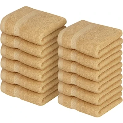 Immagine di Utopia Towels Set di 12 Asciugamani Per il Viso Premium, Perfetti l&#039;uso in Palestra, Nella Spa, Nel Bidet, a Mano 30 x cm, 100% Cotone (Champagne)