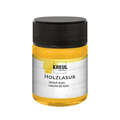Immagine di Kreul 78502 Colorante Acrilico intensivo, Barattolo da 50 ml in Giallo Sole, per Legno trattato e Carte Naturali assorbenti, Scorrevole Vernice liquida a Base d&#039;Acqua, Sunny Yellow