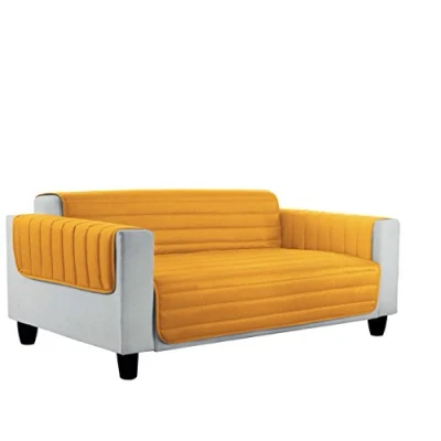 Immagine di Datex Elegant Copri Divano a Doppia Faccia in Microfibra Anallergica, Multicolore (Arancio/Giallo), 2 Posti Maxy