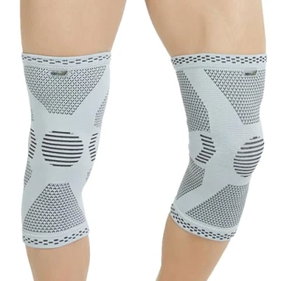 Immagine di NEOtech Care Fascia di supporto per ginocchio Tessuto a maglia in fibra bambù Elastico e traspirante Media compressione Sport Uomo, donna, destro/sinistro (L, 1 Paio)