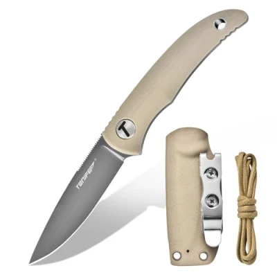 Immagine di TONIFE Nova Full Tang Coltello da Caccia Campeggio a Lama Fissa 6,8cm con Guaina Kydex Regolabile Facile Portabile Cordino in Paracord per Outdoor, Sopravvivenza e Bushcraft