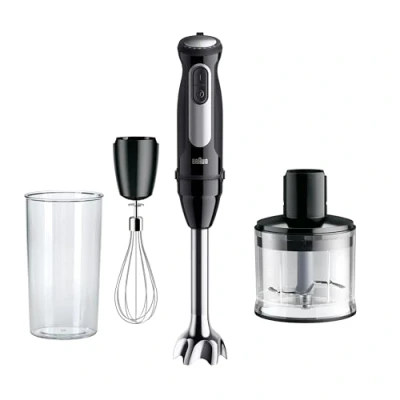 Immagine di Braun MultiQuick 5 Pro MQ55236M, frullatore a immersione 25 velocità, sistema EasyClick Plus per accessori, 1000 W, nero con frusta, tritatutto (500 ml) e misurino (600