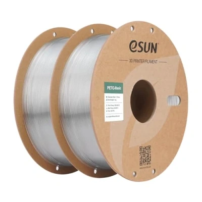 Immagine di eSUN PETG Basic Filamento 1,75 mm, alta tenacità, 1 kg per bobina, 2 rotoli di materiale stampa stampanti 3D, Trasparente