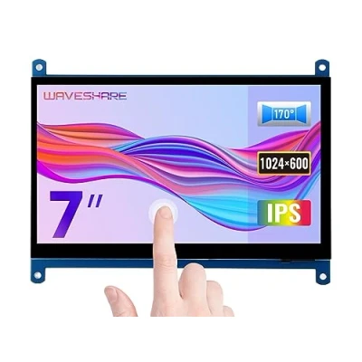 Immagine di Waveshare 7 inch Display for Raspberry Pi 4 Capacitive Touchscreen HDMI LCD (C) 1024x600 Resolution IPS with 170 View Angle Support All Pi/Windows 10/8.1/8/7 PC Monitor