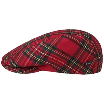 Immagine di LIPODO Tartan Quadri Scozzesi Berretto Piatto Donna/Uomo Made in Italy Autunno/Inverno Invernale con Imbottitura Stoffa Trapuntato Rosso 49 cm