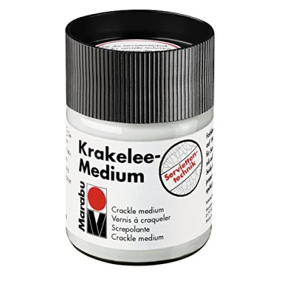 Immagine di Marabu Medium incolore a Base d&#039;Acqua, Barattolo da 50 ml, per la Tecnica del Cracking, Adatto Molti Materiali, 11400005840, Paint, Transparent