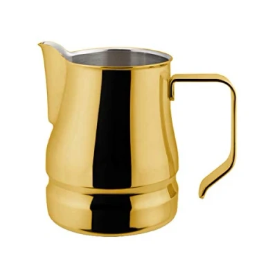 Immagine di ILSA Lattiera Evolution per Cappuccino e Latte Art, Acciaio Inox 18/10, Color Oro, Tazze 3, Capacità 35 cl