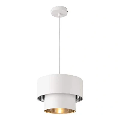 Immagine di lux.pro Lampada a Sospensione in Stile Moderno E27 60W Lampadario con Paralume Ø 30 cm Tessuto Bianco