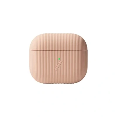 Immagine di custodia Native Union Curve Per AirPods (Gen 3) Elegante in silicone testurizzata Compatibile con la ricarica wireless Qi 3 (Peach)