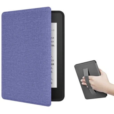 Immagine di per Kindle Paperwhite 12a generazione 2024 da 7 pollici e Custodia Colorsoft Signature Edition, Auto Sleep Wake, con cinturino polso (Viola)