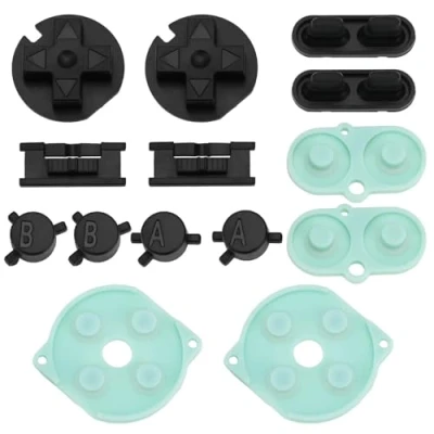 Immagine di EMSea 2 Set Di Kit Pulsanti Conduttivi In Gomma Siliconica Compatibili Con Game Boy Color/Gameboy GBC Pulsante Accensione/spegnimento Luce Verde + Nero