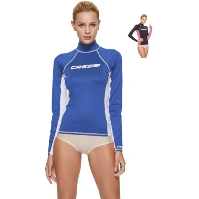 Immagine di Cressi Rash Guard, Maglia Protettiva a Maniche Lunghe, in Speciale Tessuto Elastico, Protezione Solare UV/UPF 50+ Donna, Royal Blu/Bianco, M/3