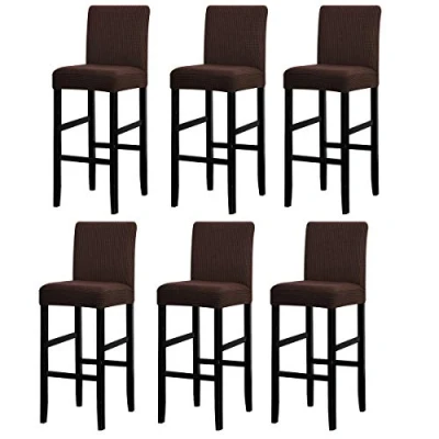 Immagine di LANSHENG Coprisedia, Coprisedie per Bar, Fodera sfoderabile Sedia Rimovibile Elasticizzata da Pranzo Corta Girevole con Schienale Bar (caffè,6 Pezzi)