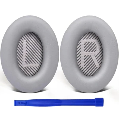 Immagine di SoloWIT Cuscinetti Auricolari di Ricambio per Bose QuietComfort 35 (QC35) e Quiet Comfort II (QC35 II), Padiglioni con Pelle più Morbida, Schiuma Isolante dal Rumore Maggiore Spessore