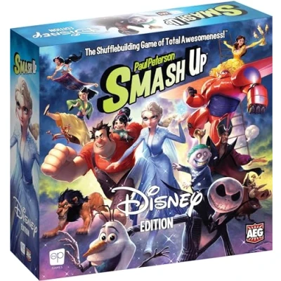 Immagine di USAopoly The OP Games Smash Up: Disney Edition Featuring Characters from Frozen, Big Hero 6, Lion King, Aladdin, Nightmare Before Christmas, &amp; More Standalone Up Game