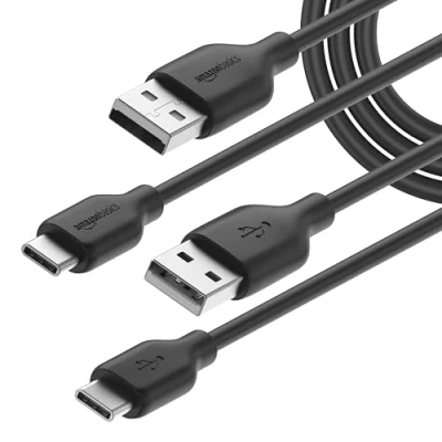 Immagine di Amazon Basics Confezione da 2 cavi USB C a 2.0 ricarica rapida, velocità 480 Mbps, certificazione IF, per Apple iPhone 15, iPad, Samsung Galaxy, tablet, laptop, 1.8 m, nero