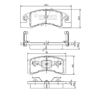 Immagine di NIPPARTS Kit pastiglie freno Assale anteriore N3606021 MITSUBISHI: Mirage / Space Star Hatchback, DAIHATSU: Cuore 7, 6, Trevis