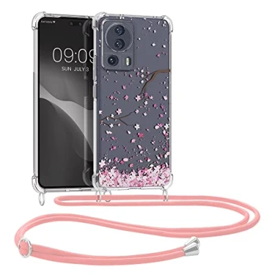 Immagine di kwmobile Custodia Compatibile con Xiaomi 13 Lite 5G Cover Back Case in Silicone TPU Protezione Smartphone Cordino rosa/marrone scuro/trasparente