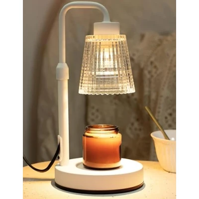 Immagine di Lampada scaldacandele, altezza regolabile, timer dimmerabile, decorazione per la casa, cera melts, scalda candele in vetro con 2 lampadine