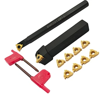 Immagine di Barra alesatrice da 1/2&quot; 5/8&quot; SNR0013M16+SER1616H16 Tornio Inserti di filettatura interna Portautensili per tornitura con 5pcs 16ER AG60+5pcs 16IR AG60 in carburo.