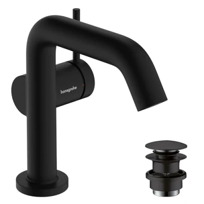 Immagine di hansgrohe Tecturis S Rubinetto per Lavabo con Push Open, Risparmio Energetico (Coolstart), Miscelatore Idrico (Ecosmart) Altezza Bocca 110 Mm, Nero Opaco