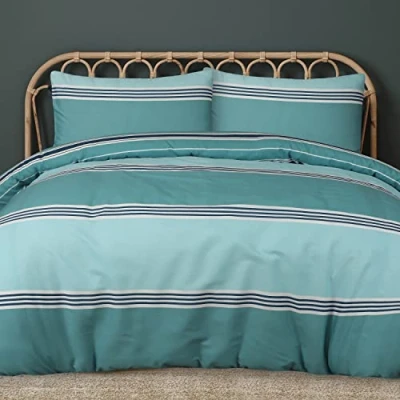 Immagine di Sleepdown Set di biancheria da letto con copripiumino e federe, reversibile, facile pulire, colore: verde acqua (200 cm x 200 cm)