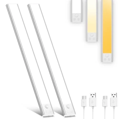 Immagine di OUILA Luce Armadio LED con Sensore, 3 Temperature di Colore Luci per Dimmerabile, USB C Ricaricabile Senza Fili Notturna Lampada Cucina Guardaroba Armadi