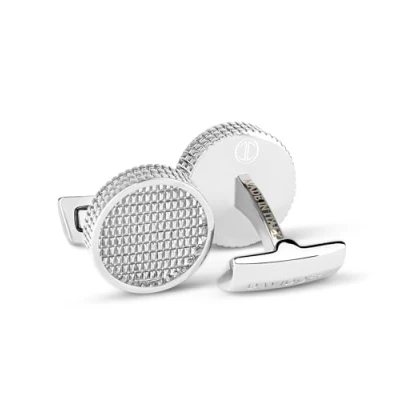 Immagine di DAVIDOFF PARIS Cufflinks Gemelli camicia uomo tondi color argento con elegante motivo a Clous de Accessori per matrimoni ed eventi