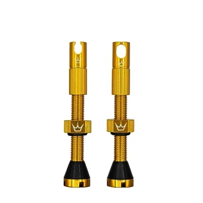 Immagine di Peaty&#039;s X Chris King MK2 Tubeless Valves Presta Tappi per rimozione chiave raggio e nucleo valvola integrati, Pneumatico tutti le bicicletta, Compatibile con inserti, Alluminio 42 mm, Oro