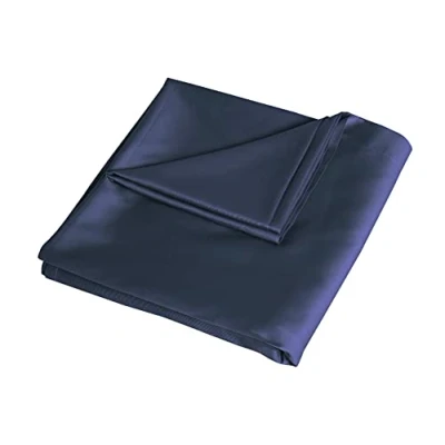 Immagine di Sleepdown Lenzuolo con angoli in 100% rasatello di cotone, morbido e confortevole, 300 fili, biancheria da letto lusso, colore: blu navy, per singolo (180 x 240 cm), 5056242826125