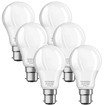 Immagine di Venforze Lampadine a baionetta da 150 W, 15 A60 B22,1600 lm, 6000 K, GLS Frosted BC risparmio energetico, non dimmerabili, confezione 6